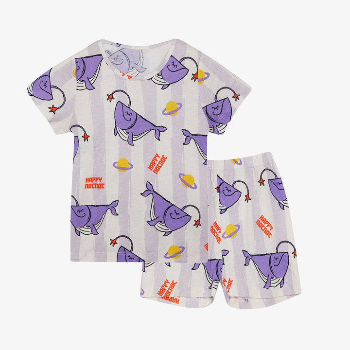 Printed Short Sleeved Pajamas Set