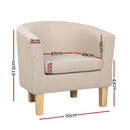 Artiss Armchair Lounge Chair Tub Accent Armchairs Fabric Sofa Chairs Beige