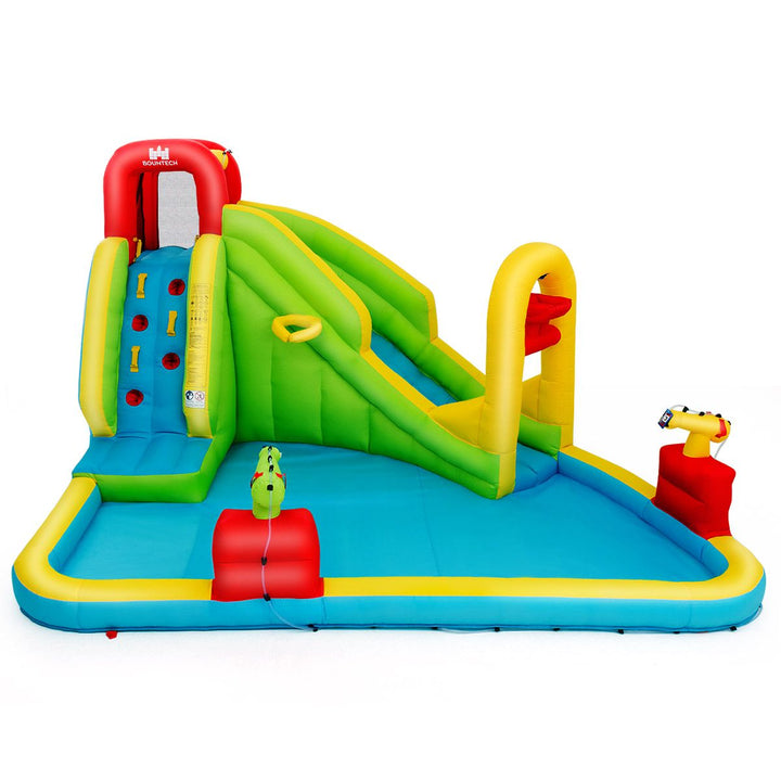 Water slide with climbing wall and two water cannons without blower