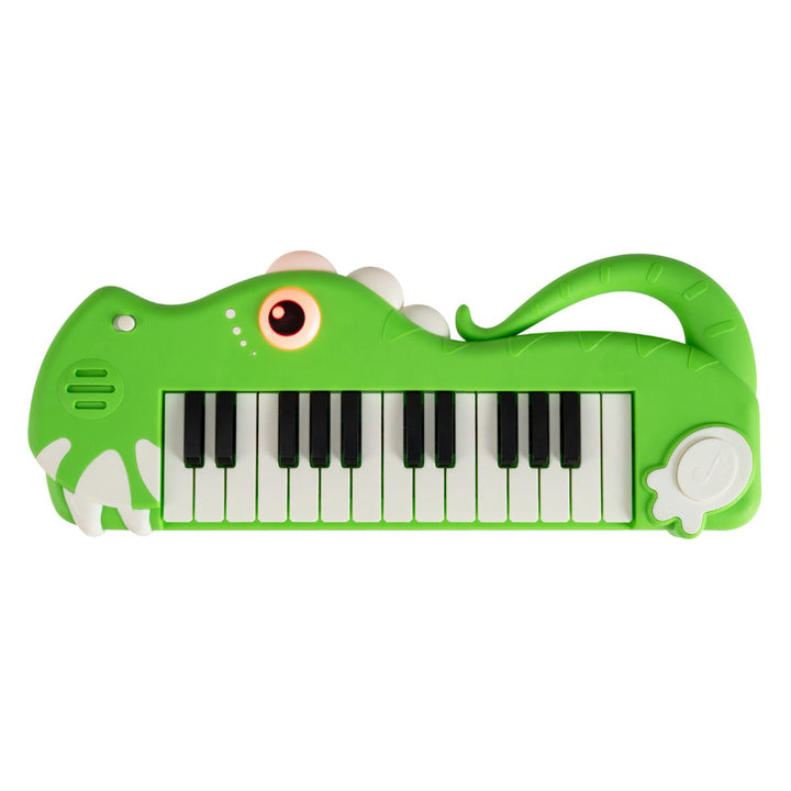 Green 25-key dinosaur toy keyboard front view