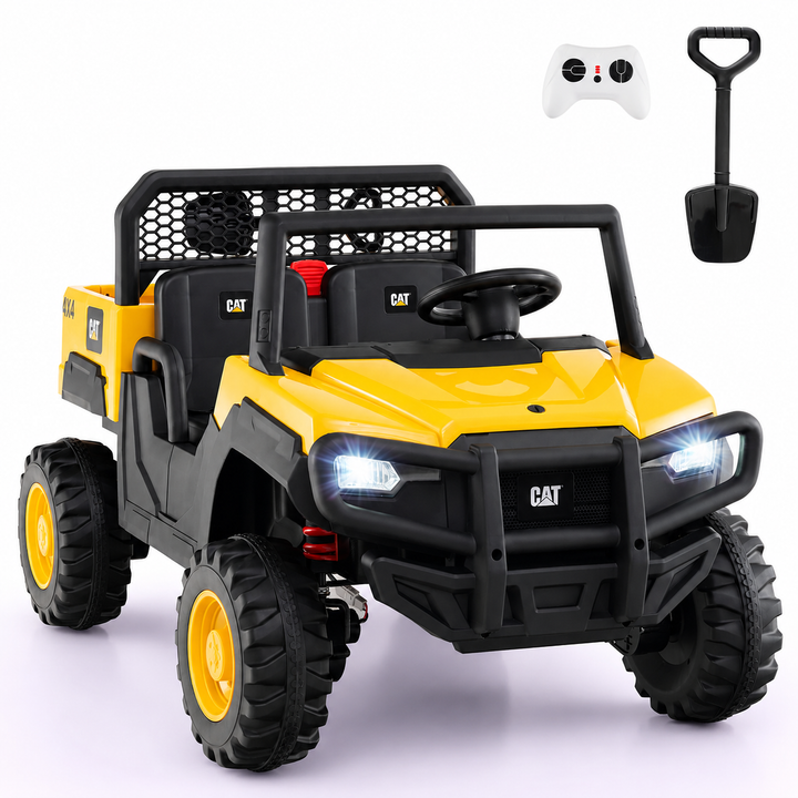 24V Ride On UTV 4WD Licensed Caterpillar with Dump Bed in Yellow
