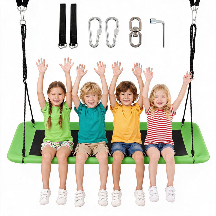 Green rectangular swing and supplied hanging fittings