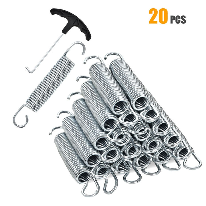 20 Pack 14 cm Trampoline Springs with T-Hook Tool – Twenty springs and included T-hook tool