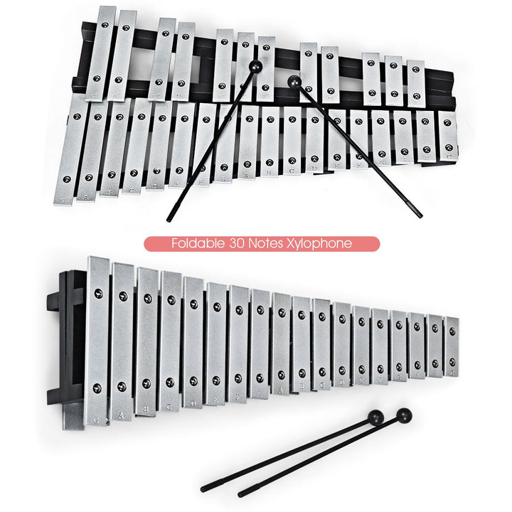 30-Note Folding Glockenspiel with Carry Bag: open and folded instrument