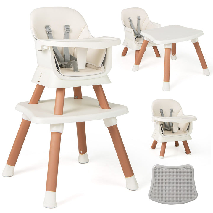 Khaki convertible high chair, whole chair, low chair, table and block panel