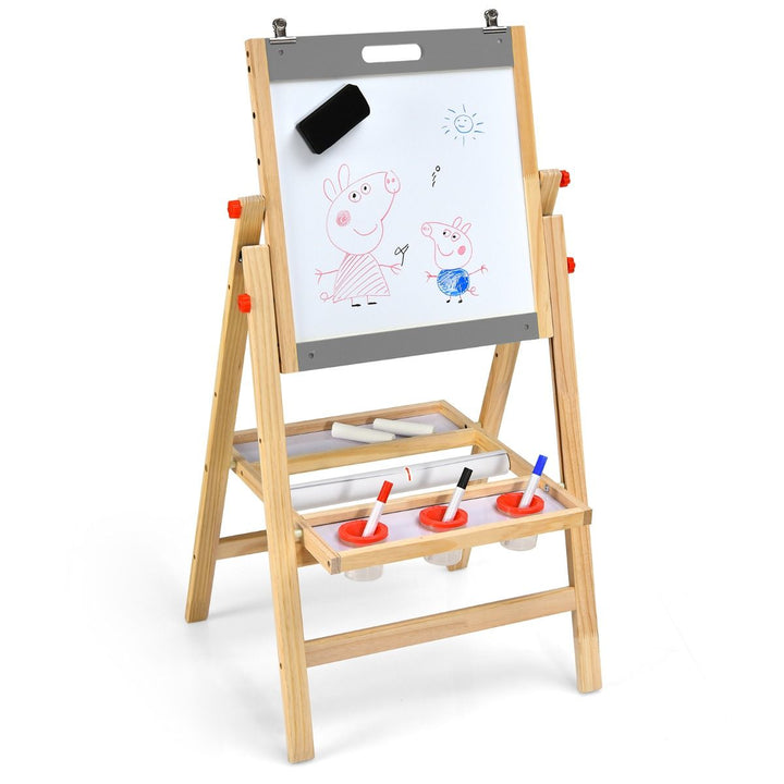 Adjustable Wooden Art Easel with Chalkboard, Whiteboard and Paper Roll β wooden easel with whiteboard