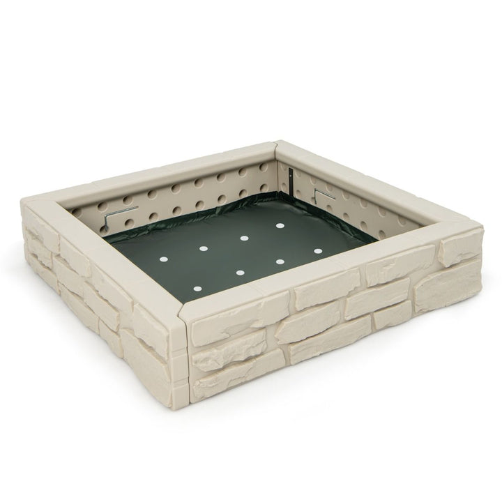 White square kids sandbox with cover and liner, view 2