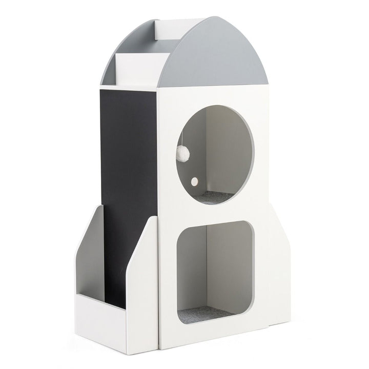 White and grey rocket kids bookshelf, view 3