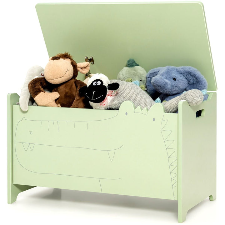 Crocodile Kids Toy Chest with Supported Lift-Up Lid – Green product view 3