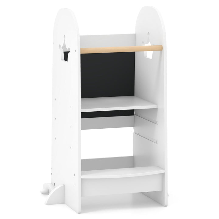 Crown Learning Tower with Double-Sided Chalkboard – white crown tower and chalkboard