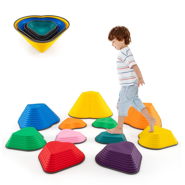 Eleven-Piece Heart Stepping Stones Set – complete heart-shaped set