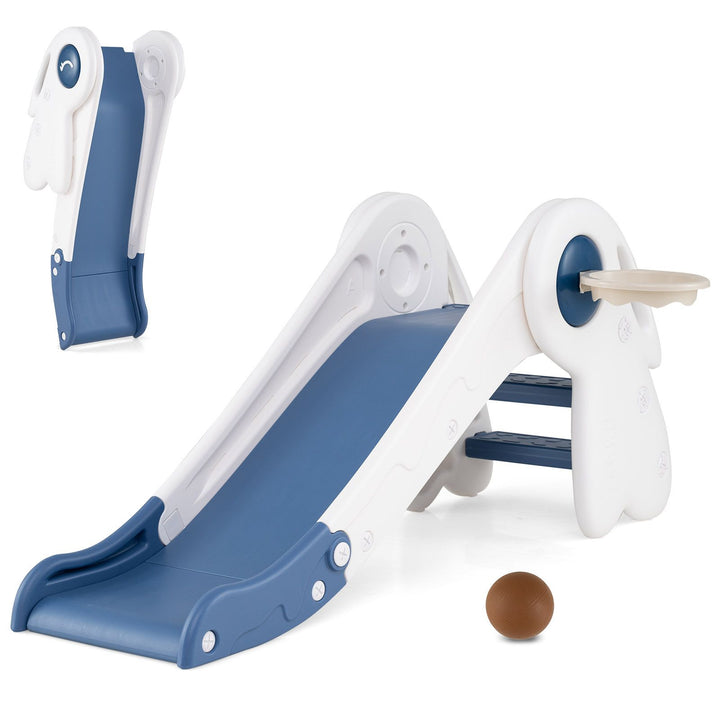 Folding Bunny Slide with Basketball Hoop and Ball – blue bunny slide hoop and ball