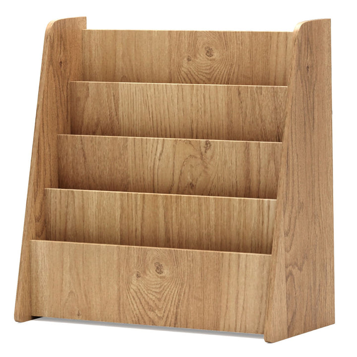 Four-Tier Kids Book Display with Rear Storage – natural book display without props