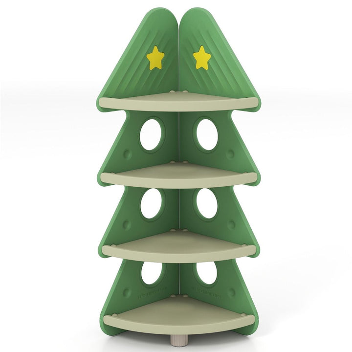 Green Tree-Shaped Four-Tier Corner Bookshelf – Green product view 3
