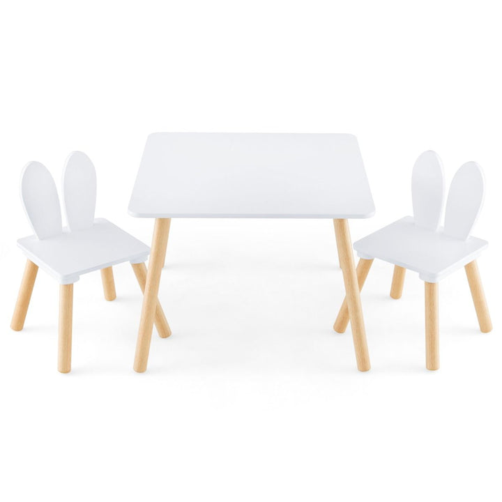 White table and two bunny-back chairs