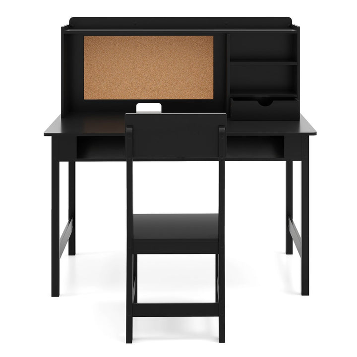 Kids Study Desk and Chair with Cork Noticeboard – black desk and chair