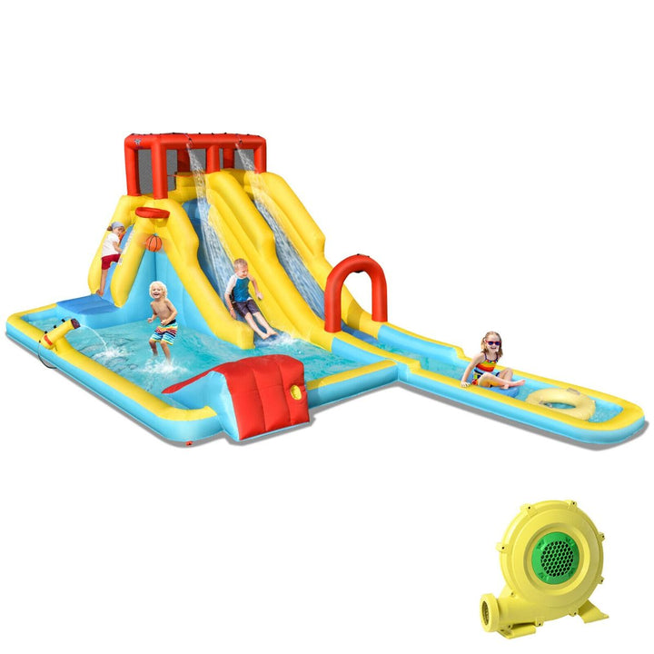 Dual long-slide water park with the included 680W blower package