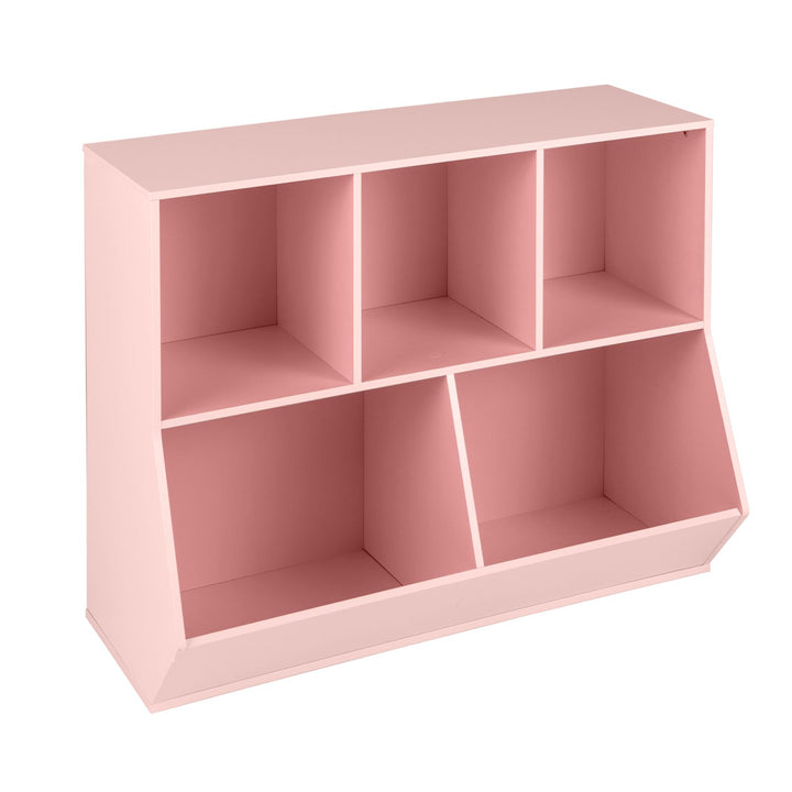 Pink Five-Cubby Kids Book and Toy Storage Cabinet – Pink product view 3