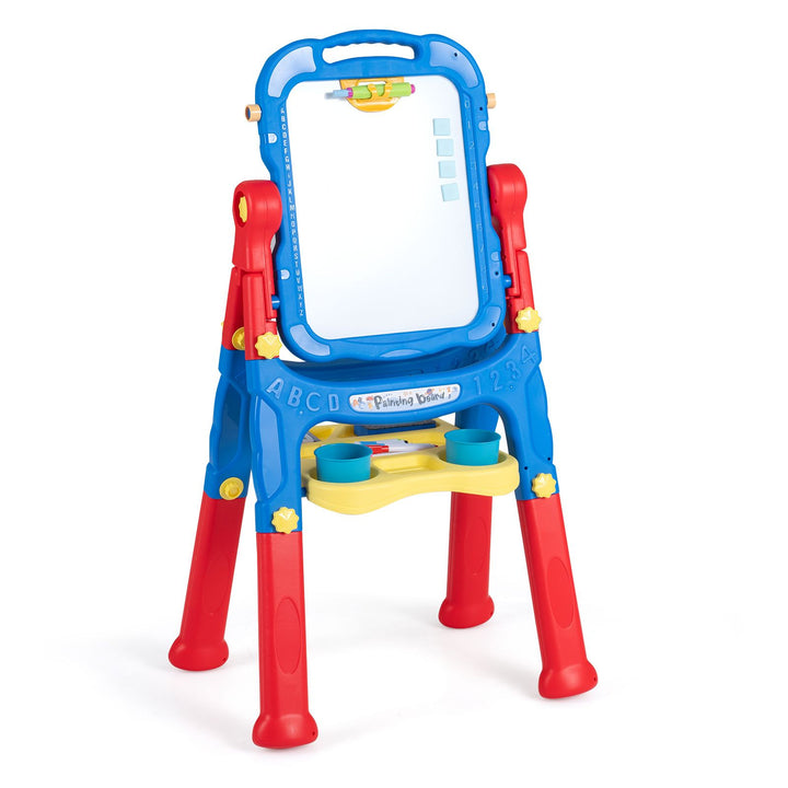 Blue and red art easel with whiteboard