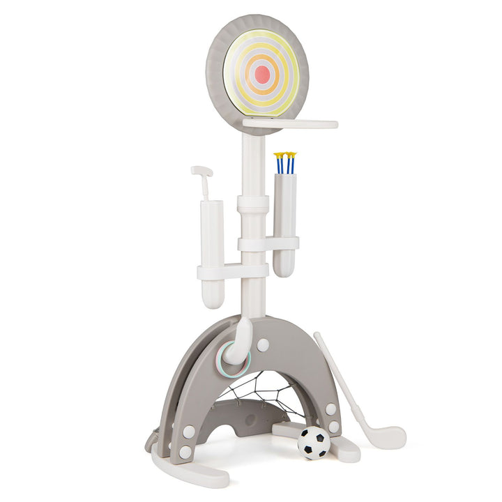 Six-in-One Kids Sports Stand with Adjustable Hoop – Grey option sports stand