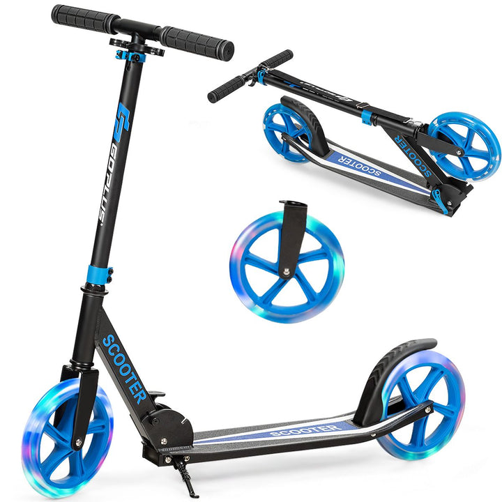 Folding Kick Scooter with 20 cm Light-Up Wheels - Blue product view