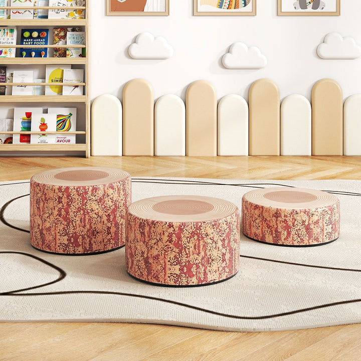 Three-Piece Tree Stump Floor Stool Set - Brown view 1