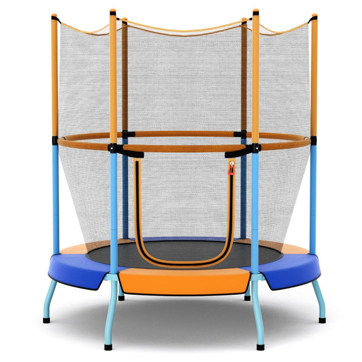 Toddler Trampoline with Enclosure and Curved Legs – orange variant with curved legs and enclosure