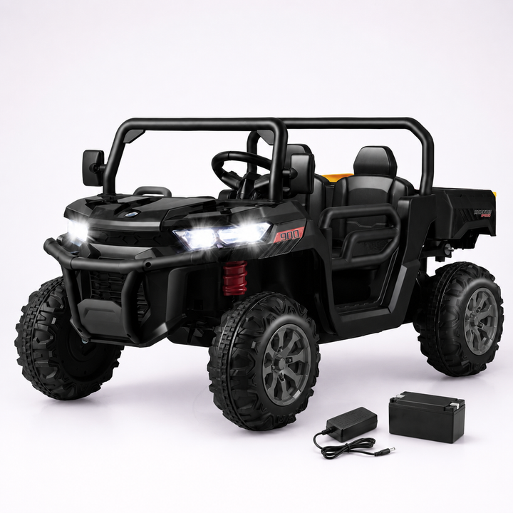 12V two-seater ride-on dump truck Black