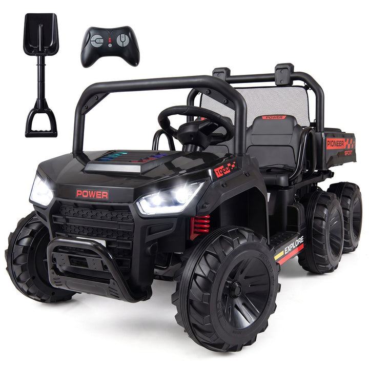 24V 2-Seater Ride-On Dump Truck with Electric Dump Bed and Music Lights for Kids - Black - product detail 2