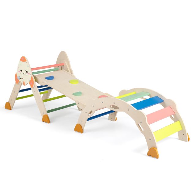 Multicolour rocket climbing triangle, arch and ramp set without cushion