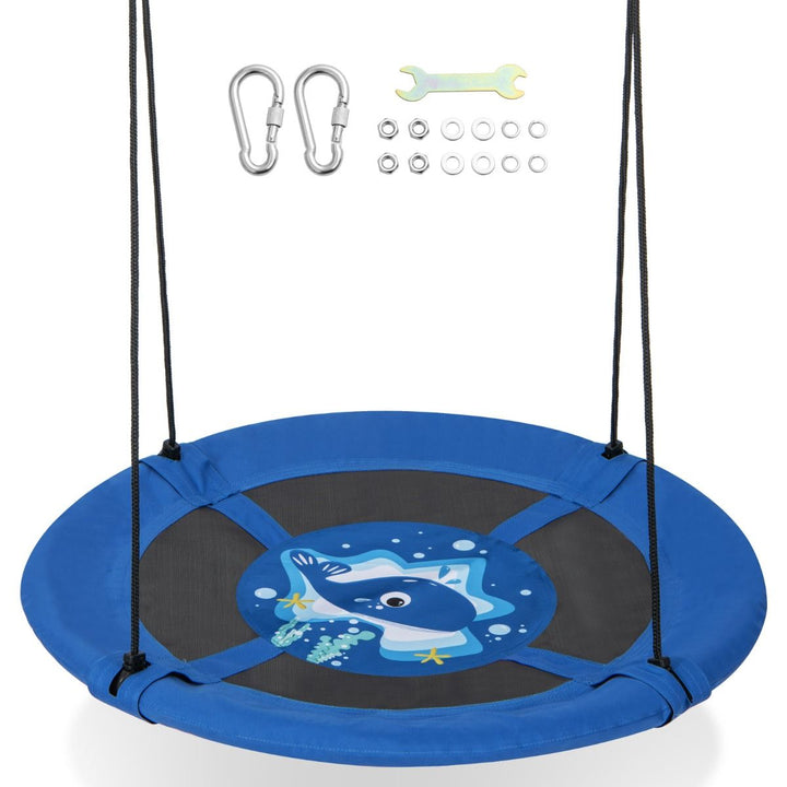 Whale Pattern 105 cm Saucer Swing with Adjustable Ropes – Whale pattern swing and assembly fittings
