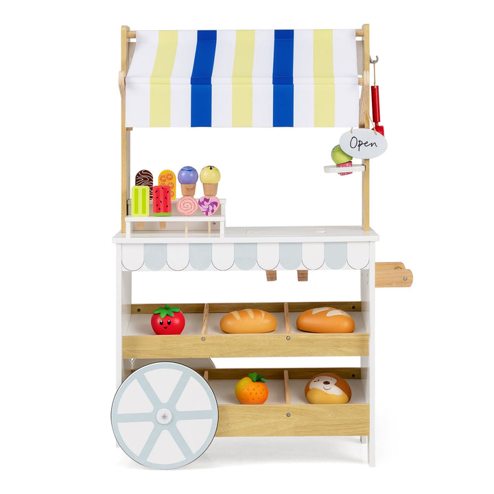 Wooden Ice Cream Cart with Cones, Ice Pops and Bell – complete ice cream cart