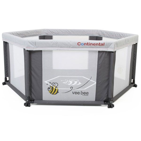 Veebee Continental 6 Sided Play Yard Marble Grey