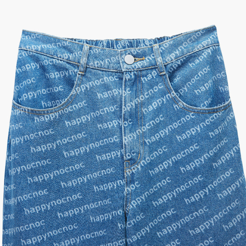 Family Casual Letter Print High Waisted Jeans