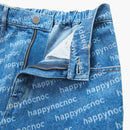 Family Casual Letter Print High Waisted Jeans