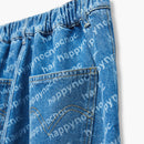 Family Casual Letter Print High Waisted Jeans