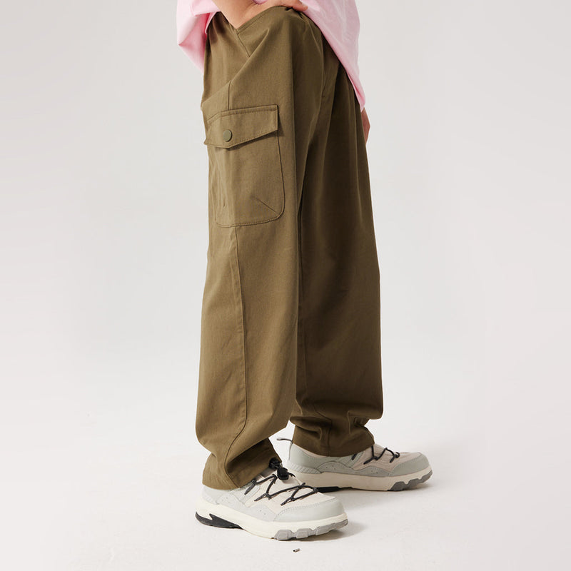 Solid Color Cotton Pocket Cargo Pants