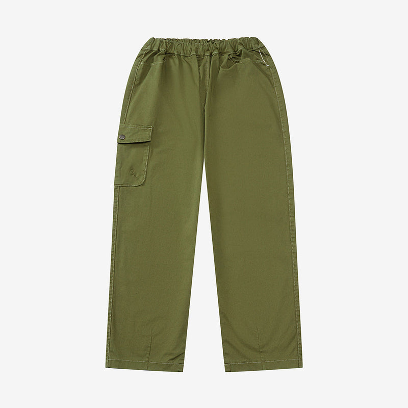 Casual Solid Color Elasticized Cargo Pants With Pocket