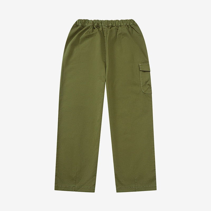 Casual Solid Color Elasticized Cargo Pants With Pocket