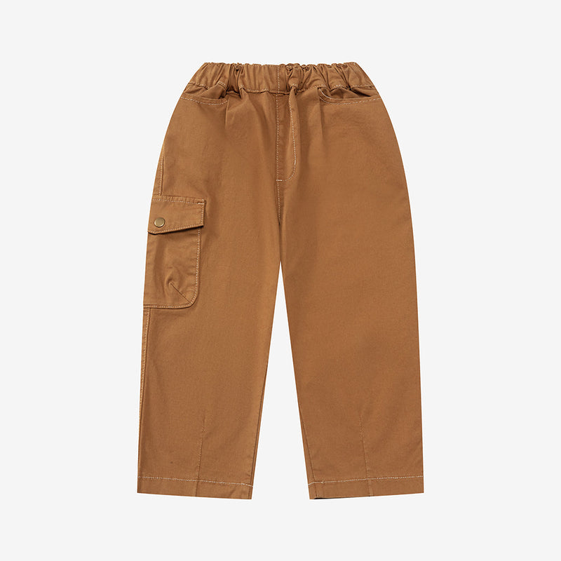 Casual Solid Color Elasticized Cargo Pants With Pocket