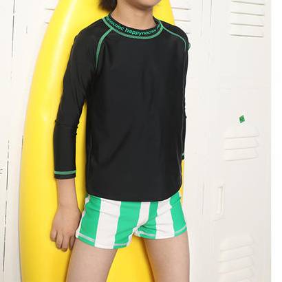 Green Striped Poker Printed Swim Shorts