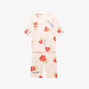 Cartoon Printed Half Cotton Pajamas Set