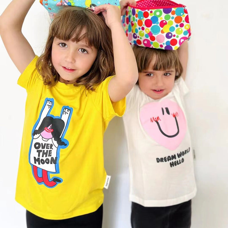 Family Tencel Smile Face Short Sleeve T-Shirt