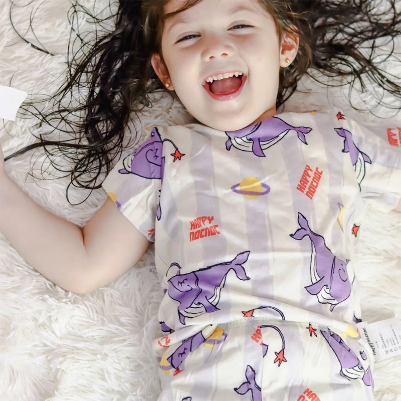 Printed Short Sleeved Pajamas Set