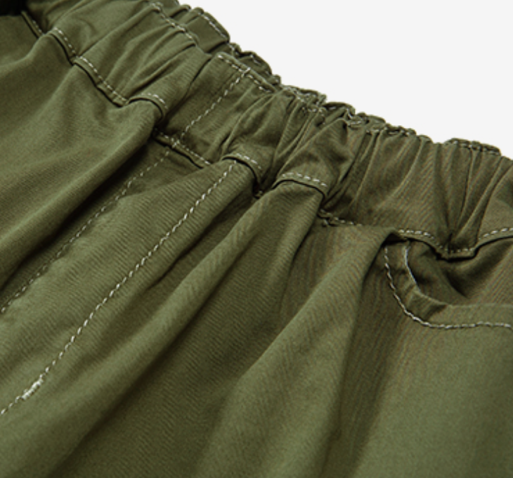 Casual Solid Color Elasticized Cargo Pants With Pocket