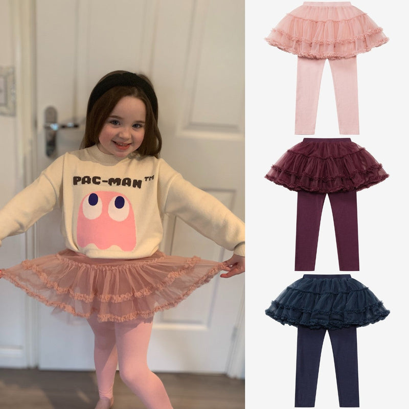 Cute Solid Color Lace Tutu Pettiskirt Leggings