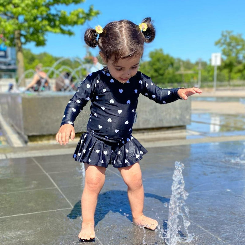 Heart Printed Long Sleeved Swimwear