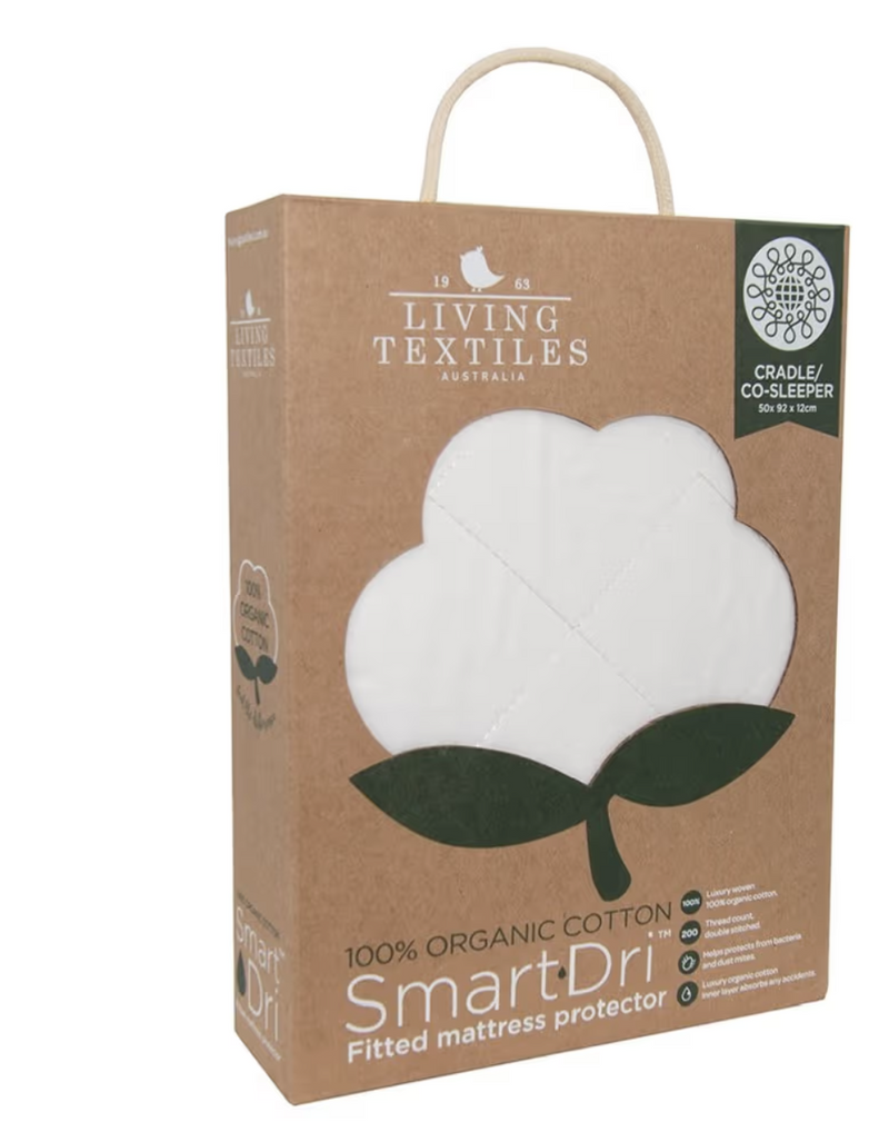 Living Textiles Smart Dri Organic Mattress Protector Cradle White