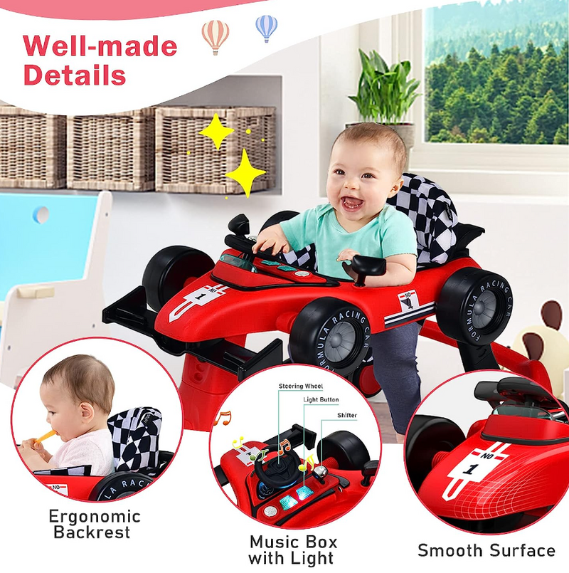 Rever Bebe 4 in 1 Car Race Foldable Activity Baby Walker With Music