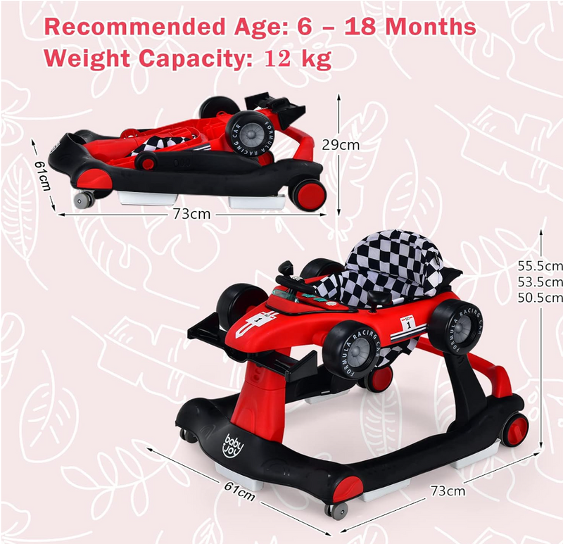 Rever Bebe 4 in 1 Car Race Foldable Activity Baby Walker With Music